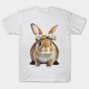 Baby Rabbit with Colorful Floral Crown T-Shirt